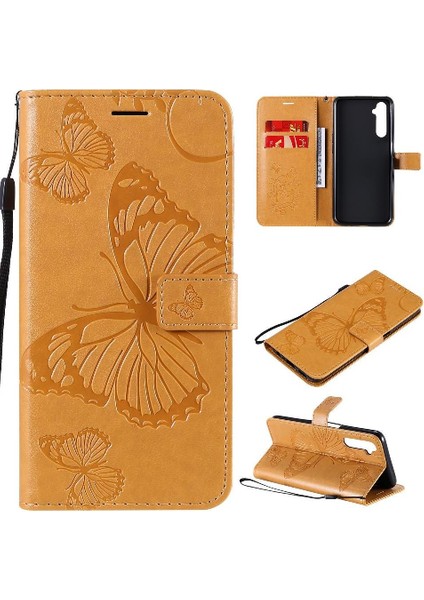 Kart Yuvası Standı ile Realme 6 Için Flip Case Pu Deri Manyetik Kapak Çevirin (Yurt Dışından)
