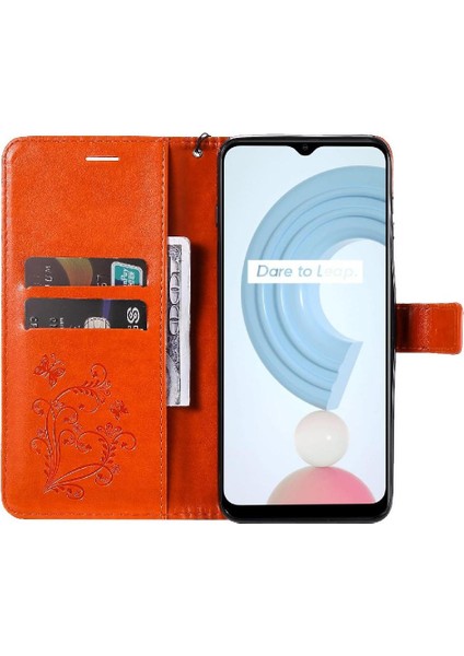 Kart Yuvası Standı ile Realme C21Y Flip Kickstand Pu Deri Için Flip Case (Yurt Dışından)