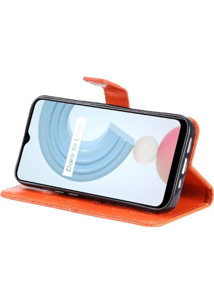 Kart Yuvası Standı ile Realme C21Y Flip Kickstand Pu Deri Için Flip Case (Yurt Dışından)