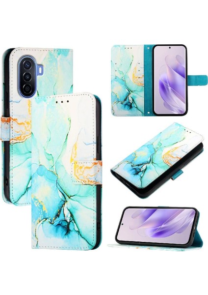 Huawei Nova Y70 Artı Pu Deri Kickstand Cüzdan Mermer Desen (Yurt Dışından)