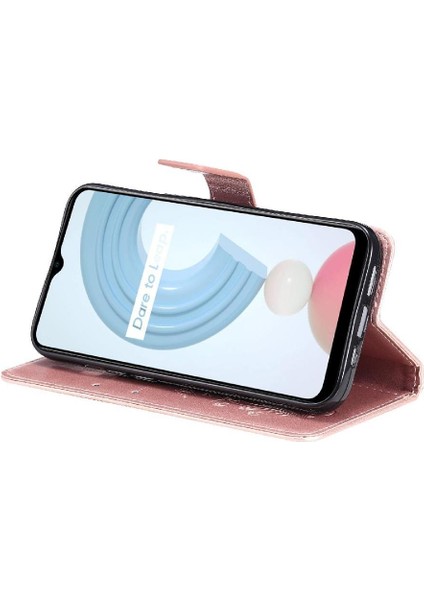 Kart Yuvası Standı ile Realme C21Y Flip Kickstand Pu Deri Için Flip Case (Yurt Dışından)