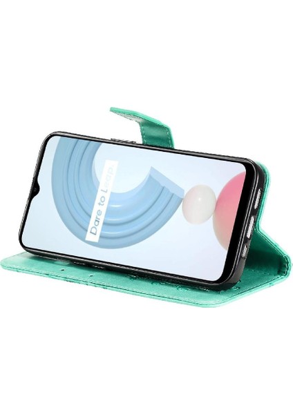 Kart Yuvası Standı ile Realme C21Y Flip Kickstand Pu Deri Için Flip Case (Yurt Dışından)