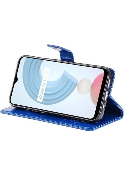 Kart Yuvası Standı ile Realme C21Y Flip Kickstand Pu Deri Için Flip Case (Yurt Dışından)