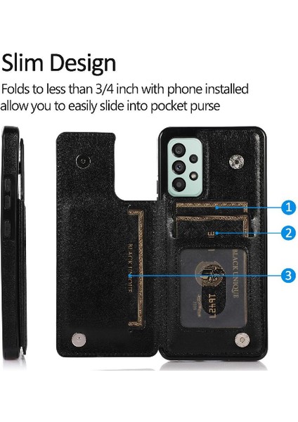 Cüzdan Kılıf Samsung Galaxy A73 5g Pu Deri Kart Yuvaları Çift Toka (Yurt Dışından)