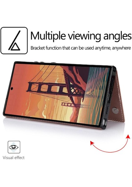Samsung Galaxy S24 Ultra Kart Yuvaları Için Cüzdan Kılıf Pu Deri Çift (Yurt Dışından) modelleri