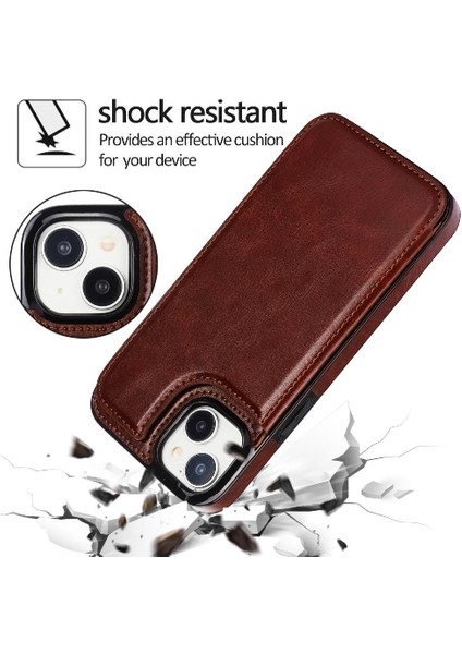 IPhone 15 Için Cüzdan Durumda Artı Kart Yuvaları Kickstand Çift Manyetik Toka (Yurt Dışından)