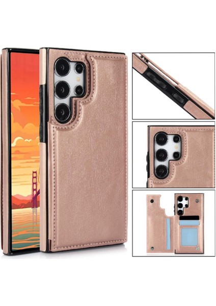 Samsung Galaxy S24 Ultra Kart Yuvaları Için Cüzdan Kılıf Pu Deri Çift (Yurt Dışından) indirimleri