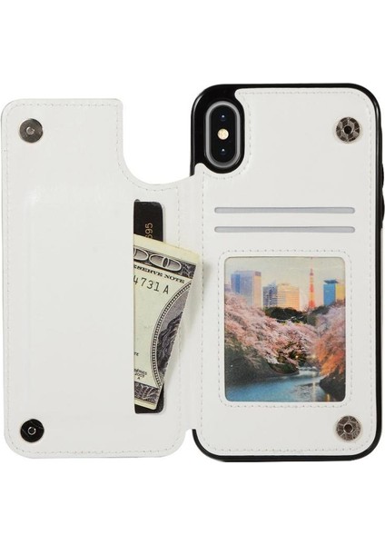 Kart Tutucu Kickstand Çift Manyetik ile IPhone Xs Max Için Cüzdan Kılıf (Yurt Dışından)