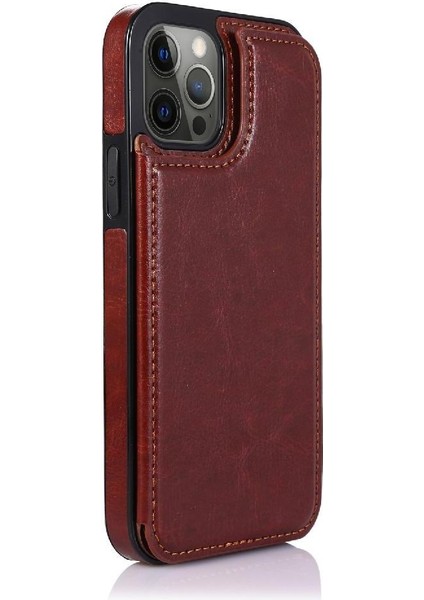 Kart Sahibi ile IPhone 13 Pro Max Pu Deri Kart Yuvaları Için Cüzdan Kılıf (Yurt Dışından)
