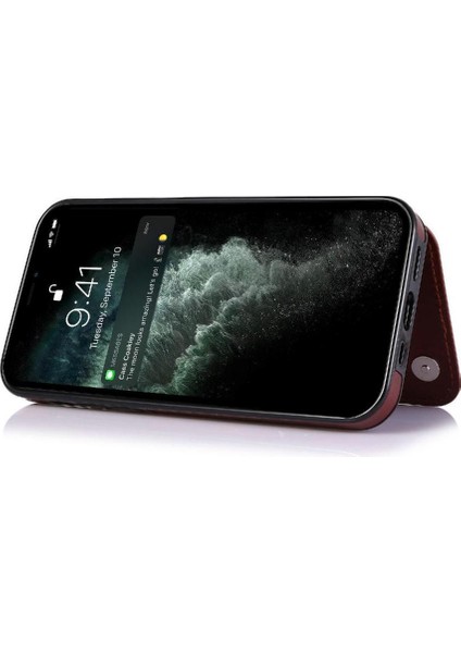 Cüzdan Kılıf IPhone 13 Pro Kart Yuvaları Pu Deri Kart Tutucu Toka ile (Yurt Dışından)