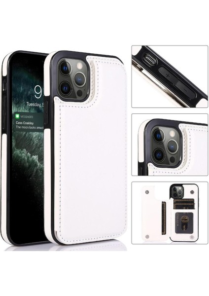 Cüzdan Kılıf IPhone 13 Pro Kart Yuvaları Pu Deri Kart Tutucu Toka ile (Yurt Dışından)