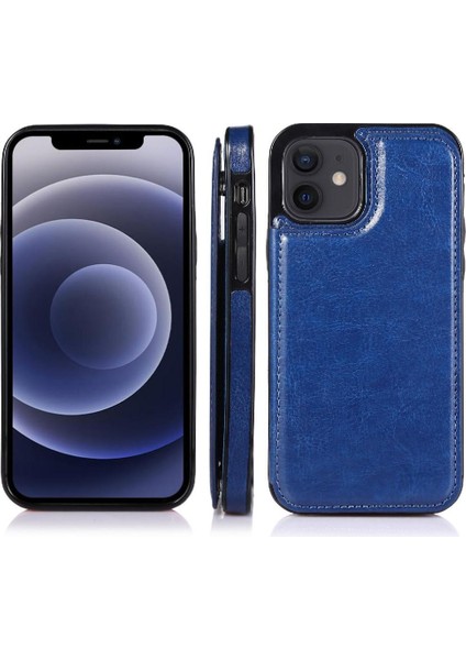 IPhone 12 Için Cüzdan Durumda Çift Manyetik Toka Kart Yuvaları ile Kickstand (Yurt Dışından)