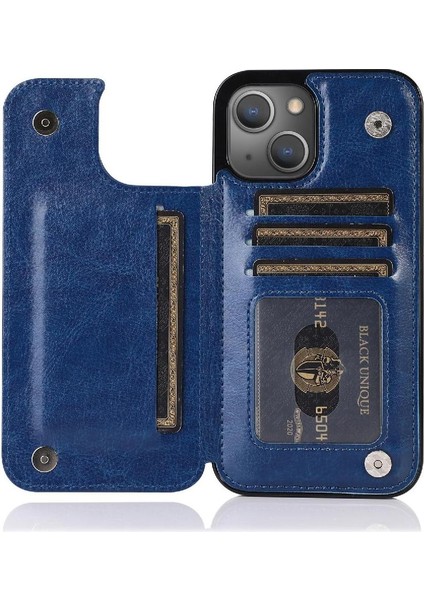 Kart Tutucu ile IPhone 13 Için Cüzdan Durumda Pu Deri Çift Manyetik (Yurt Dışından)