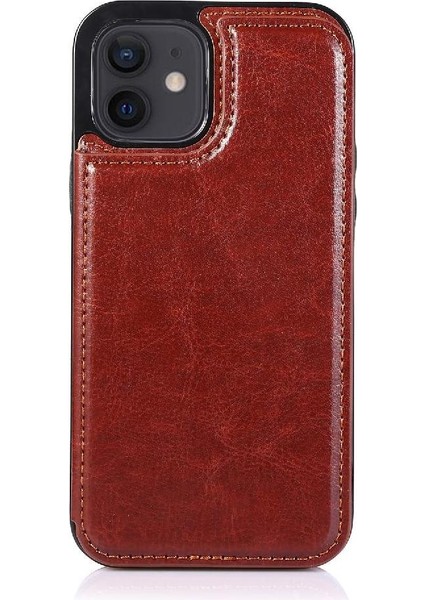 IPhone 12 Için Cüzdan Durumda Çift Manyetik Toka Kart Yuvaları ile Kickstand (Yurt Dışından)