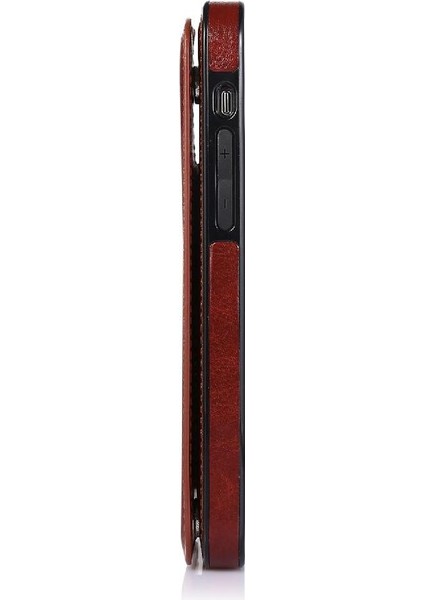 IPhone 12 Için Cüzdan Durumda Çift Manyetik Toka Kart Yuvaları ile Kickstand (Yurt Dışından)