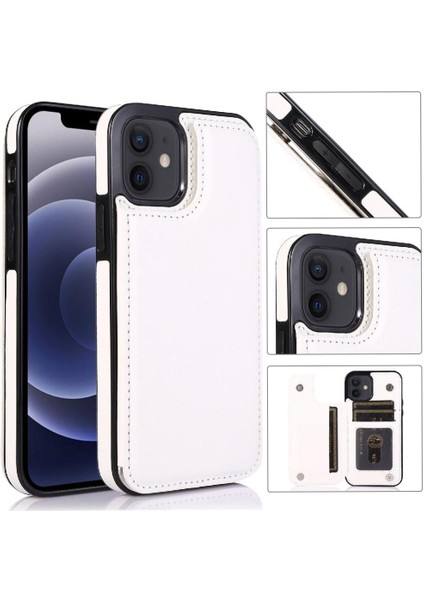 Kart Tutucu Çift Manyetik ile IPhone 12 Mini Kickstand Için Cüzdan Kılıf (Yurt Dışından)