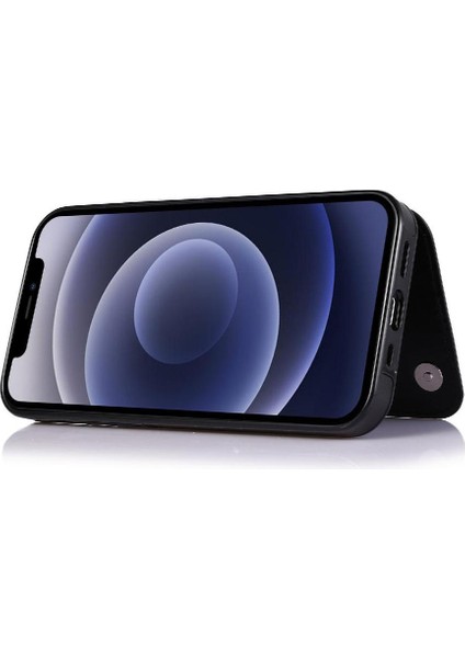 IPhone 12 Için Cüzdan Durumda Çift Manyetik Toka Kart Yuvaları ile Kickstand (Yurt Dışından)