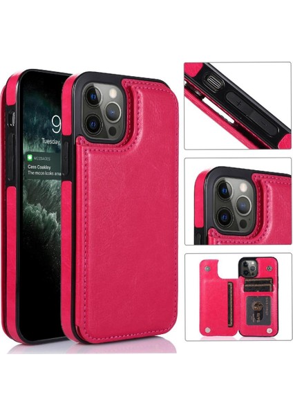Cüzdan Kılıf IPhone 13 Pro Kart Yuvaları Pu Deri Kart Tutucu Toka ile (Yurt Dışından)