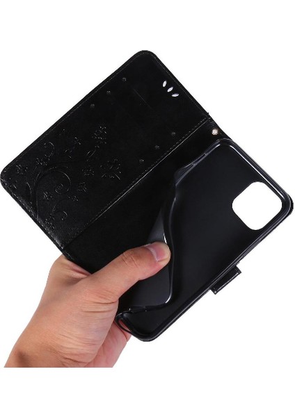 IPhone 11 Için Filp Durumda Pro Max Kart Tutucu Bilek Kayışı Kickstand Pu (Yurt Dışından)