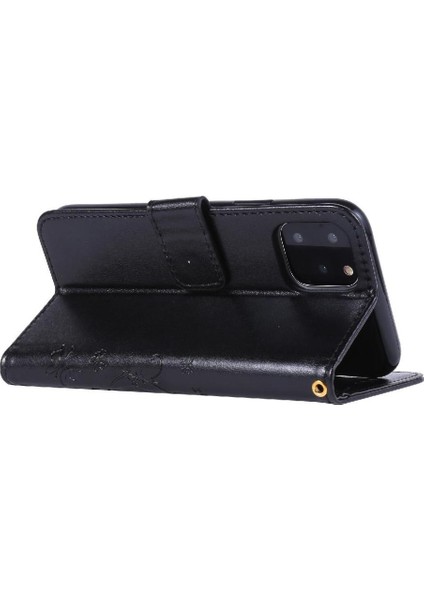 IPhone 11 Için Filp Durumda Pro Max Kart Tutucu Bilek Kayışı Kickstand Pu (Yurt Dışından)