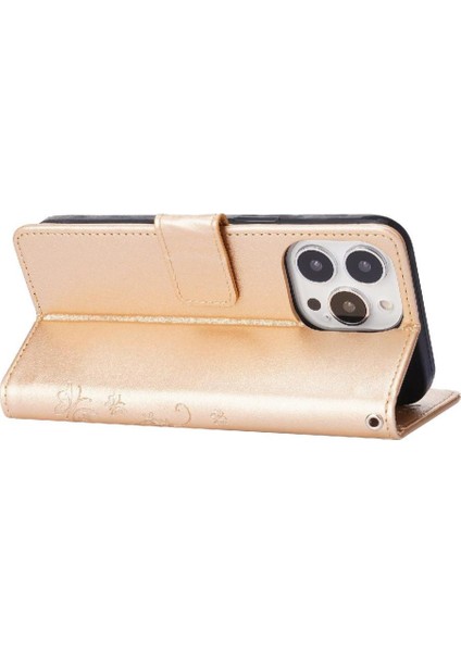 IPhone 15 Için Filp Durumda Pro Manyetik Kapatma Kart Tutucu Pu Deri Bilek (Yurt Dışından)