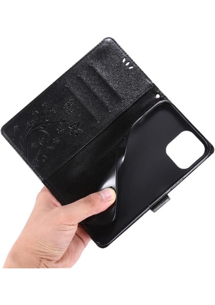 IPhone 14 Için Filp Durumda Pro Kart Tutucu Kickstand Bilek Kayışı Manyetik Pu (Yurt Dışından)