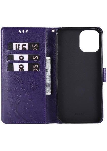 IPhone 14 Için Filp Durumda Pro Max Pu Deri Kart Tutucu Kickstand Bilek (Yurt Dışından)