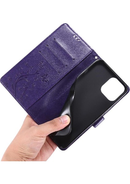 IPhone 14 Için Filp Durumda Pro Max Pu Deri Kart Tutucu Kickstand Bilek (Yurt Dışından)