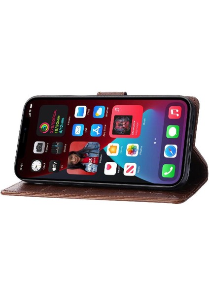 IPhone 13 Için Filp Durumda Pro Manyetik Kapatma Kart Tutucu Bilek Kayışı Pu (Yurt Dışından)