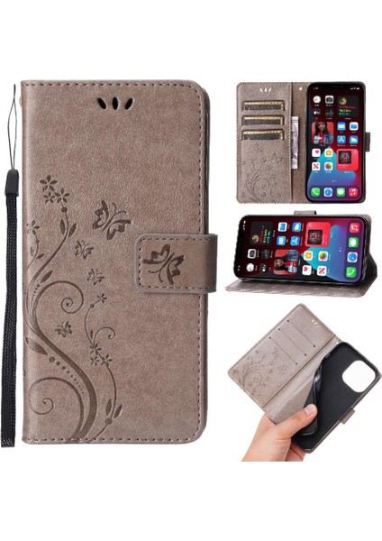 IPhone 15 Için Filp Durumda Artı Pu Deri Kickstand Kart Tutucu Bilek Kayışı (Yurt Dışından)
