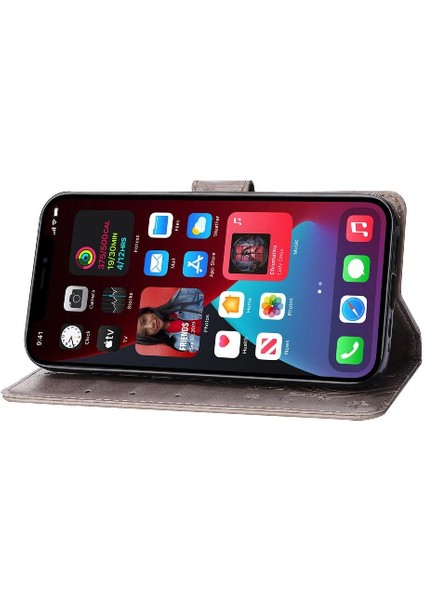 IPhone 15 Için Filp Durumda Artı Pu Deri Kickstand Kart Tutucu Bilek Kayışı (Yurt Dışından)