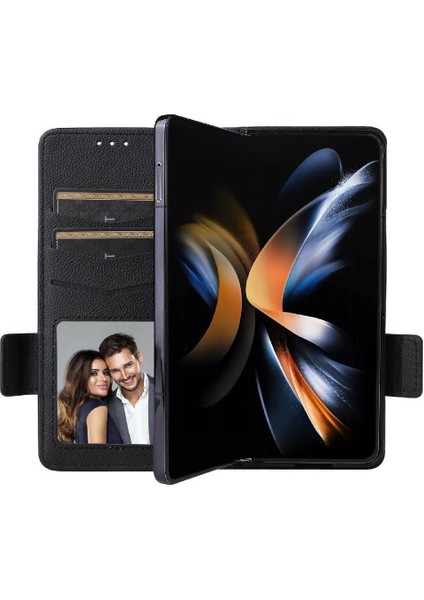 Samsung Galaxy Z Için Flip Case Fold 6 Kart Yuvaları Tutucu Manyetik Yan Pu (Yurt Dışından)