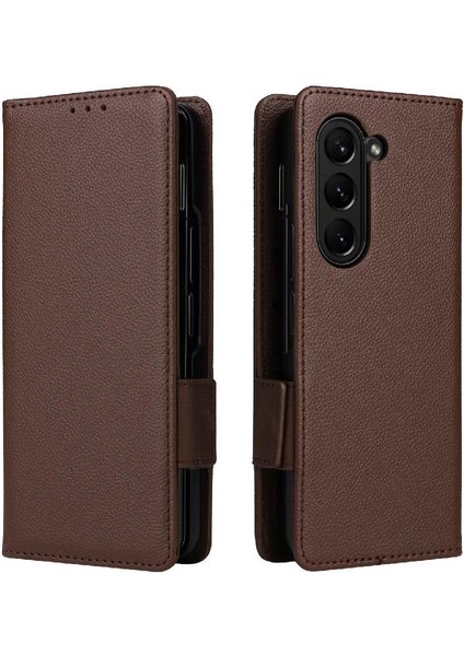 Samsung Galaxy Z Için Flip Case Fold 6 Kart Yuvaları Tutucu Manyetik Yan Pu (Yurt Dışından)