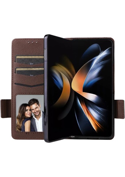 Samsung Galaxy Z Için Flip Case Fold 6 Kart Yuvaları Tutucu Manyetik Yan Pu (Yurt Dışından)