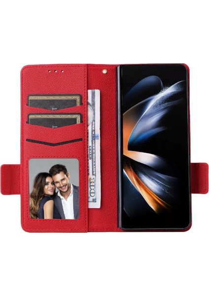 Samsung Galaxy Z Için Flip Case Fold 6 Kart Yuvaları Tutucu Manyetik Yan Pu (Yurt Dışından)