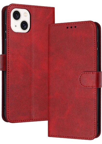 IPhone 14 Için Flip Case Artı Kickstand ile Saf Renk Pu Deri (Yurt Dışından)