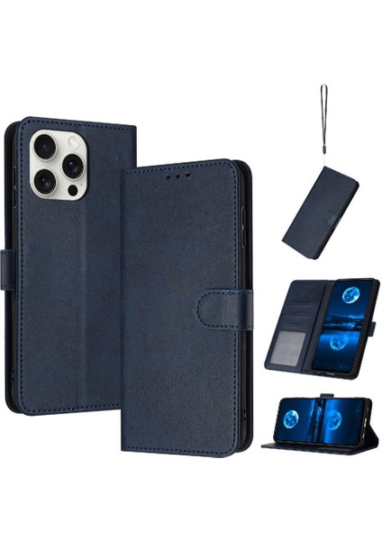 Kart ile IPhone 13 Pro Kickstand Pu Deri Saf Renk Için Flip Case (Yurt Dışından)