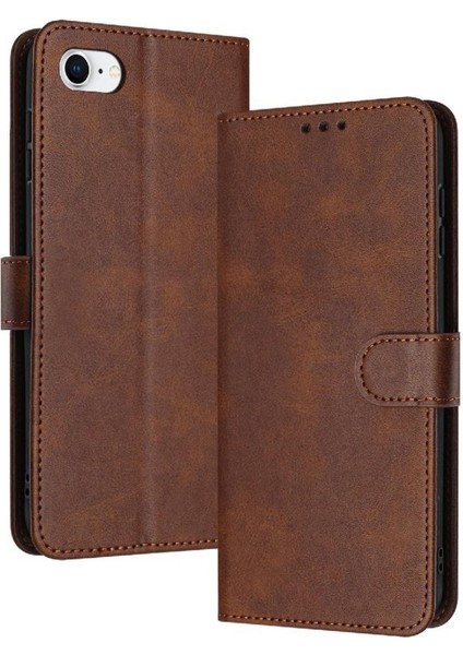 Kart Yuvası ile IPhone 7/8 Saf Renk Için Flip Case Pu Deri ile (Yurt Dışından)