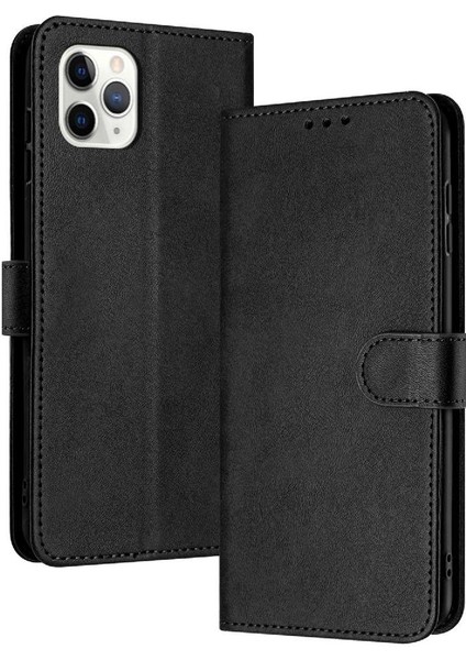 Kart Yuvası ile IPhone 11 Pro Max Saf Renk Pu Deri Için Flip Case (Yurt Dışından)
