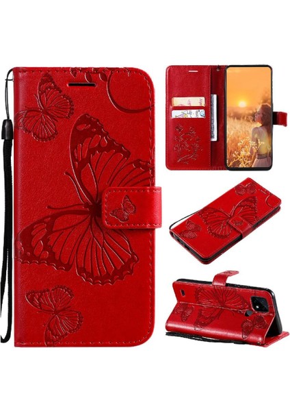 Kart Yuvası Standı Pu Flip ile Realme C20/C21 Darbeye Dayanıklı Kapak Için Flip Case (Yurt Dışından)