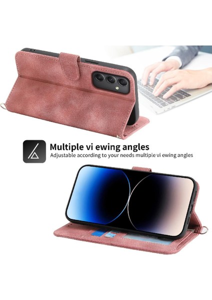 Samsung Galaxy M34 5g Için Flip Case Kabartmalı Bileklik Darbeye Çoklu (Yurt Dışından)