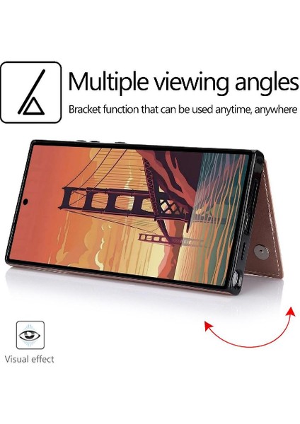 Samsung Galaxy S24 Ultra Kart Yuvaları Için Cüzdan Kılıf Pu Deri Çift (Yurt Dışından) modelleri