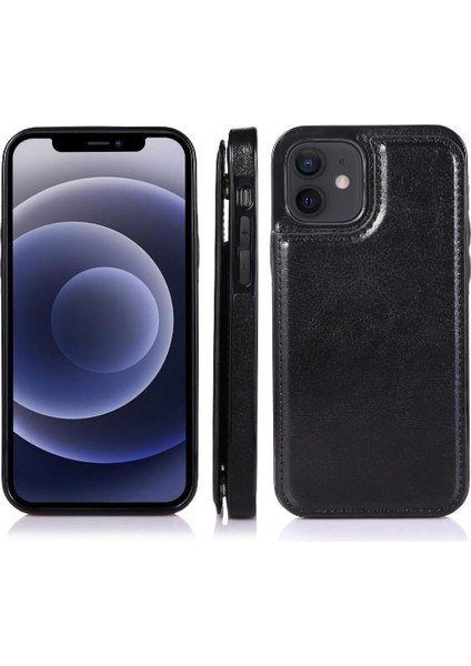 Kart Tutucu Çift Manyetik ile IPhone 12 Mini Kickstand Için Cüzdan Kılıf (Yurt Dışından)