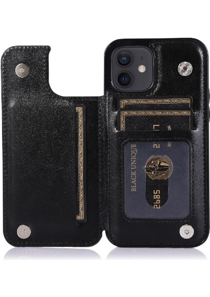 Kart Tutucu Çift Manyetik ile IPhone 12 Mini Kickstand Için Cüzdan Kılıf (Yurt Dışından) fiyatları