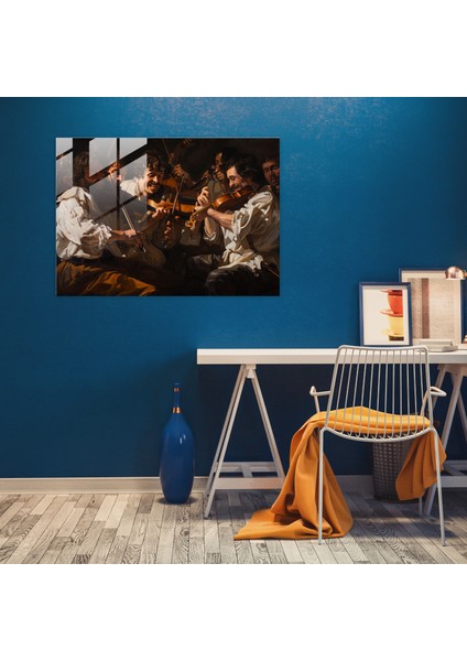 Caravaggio Stili Cam Sanatı - Canlı Sahnede Müzisyen Grubu - Caravaggio, Chiaroscuro Tekniği, Caravaggio Stili, Müzik Teması, 45 x 30 cm fiyatları
