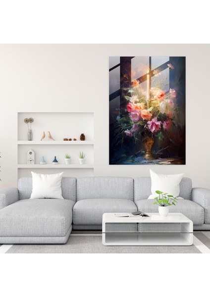 Cam Sanatı Buket ve Mum - Mum, Duvar Süslemesi, Mum, Modern Sanat, 30 x 45 cm fiyatları