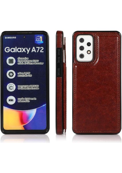 Kart Sahibinin Pu Deri Kart Yuvaları ile Samsung Galaxy A72 Için Cüzdan Kılıf (Yurt Dışından)