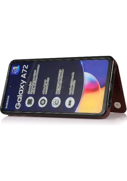 Kart Sahibinin Pu Deri Kart Yuvaları ile Samsung Galaxy A72 Için Cüzdan Kılıf (Yurt Dışından)