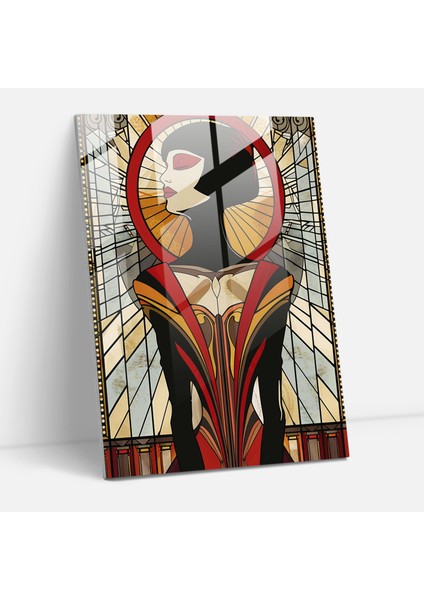 Art Deco Çizgi Roman Cam Baskı - Klasisizm+Popart, Cam Duvar Sanatı, Klasisizm ile Pop Art'ı Birleştirmek, Duvar Dekorasyonu, 30 x 45 cm