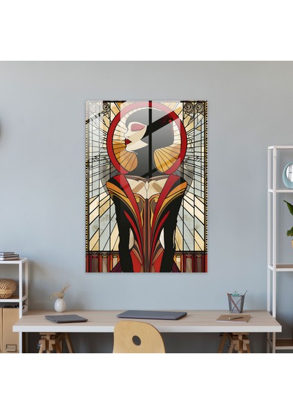 Art Deco Çizgi Roman Cam Baskı - Klasisizm+Popart, Cam Duvar Sanatı, Klasisizm ile Pop Art'ı Birleştirmek, Duvar Dekorasyonu, 30 x 45 cm